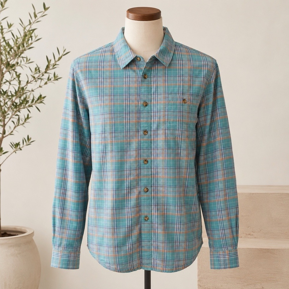 L.L.Bean Tartan Plaid Flannel Jersey Lined Shirt Jacket Women Blue Large Cotton
